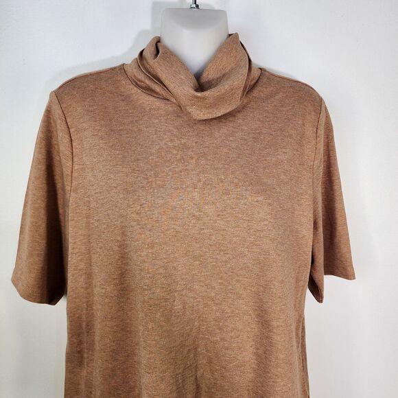 Isaac Mizrahi Live! Womens Top Medium Essentials Pima Cotton Turtleneck Brown - Picture 3 of 9